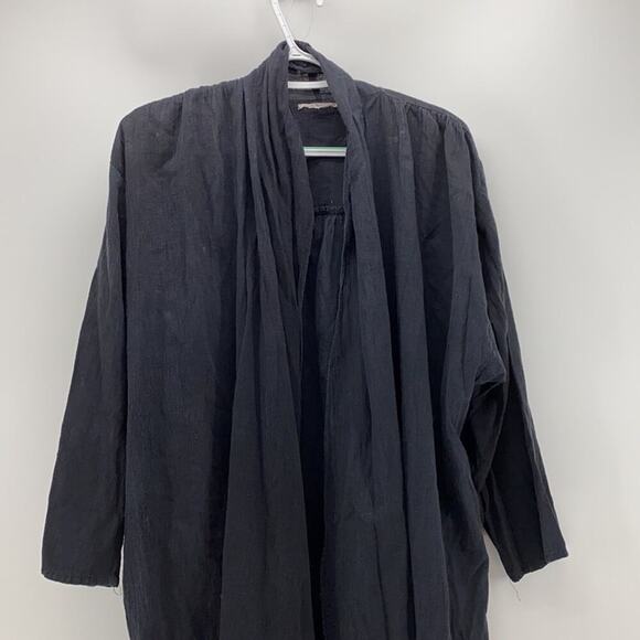 Lagenlook duster charcoal black waterfall kimono western minimalist sz L - Picture 3 of 6